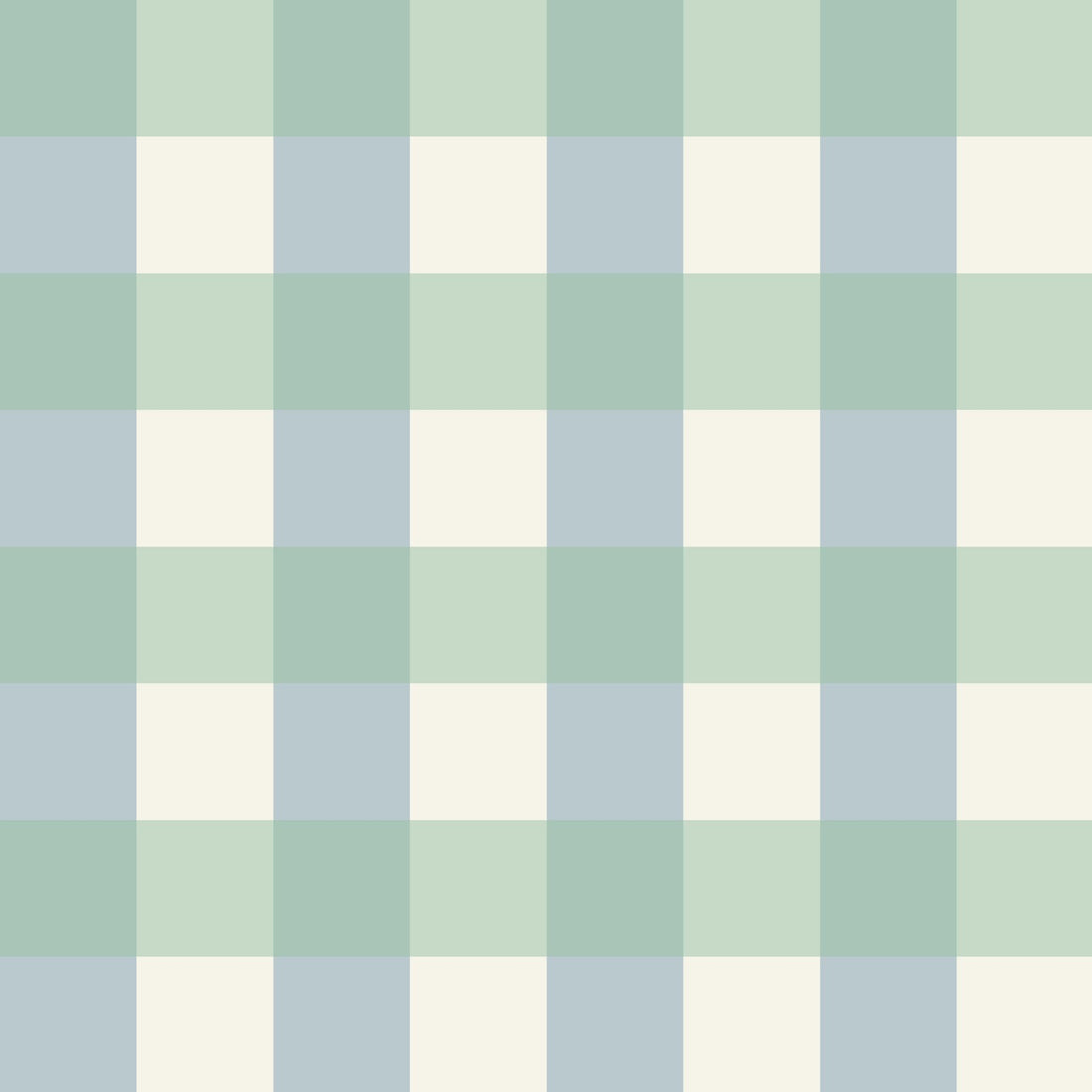 Simply Gingham Large (Green &amp; Blue) Wallpaper