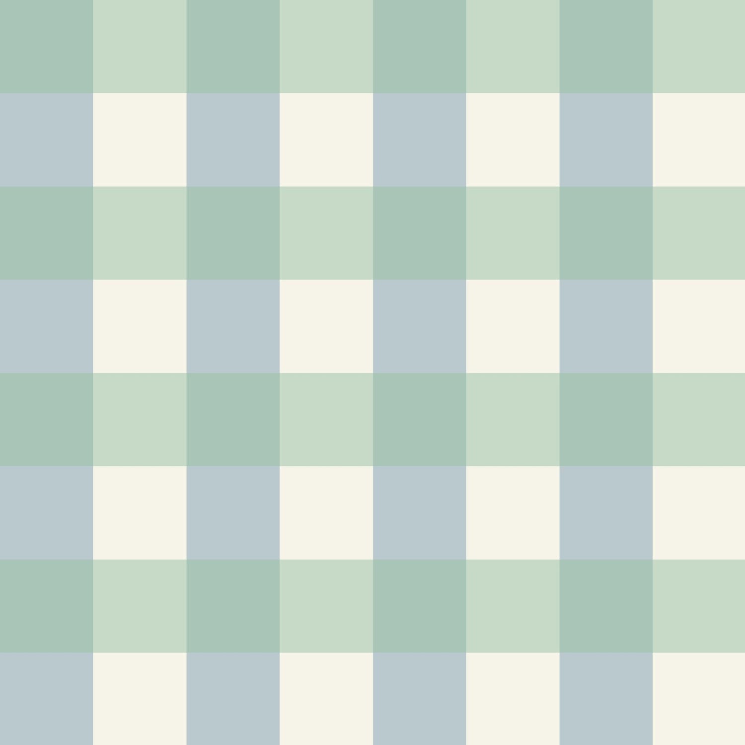 Simply Gingham Large (Green &amp; Blue) Wallpaper