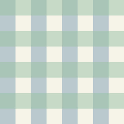 Simply Gingham Large (Green &amp; Blue) Wallpaper