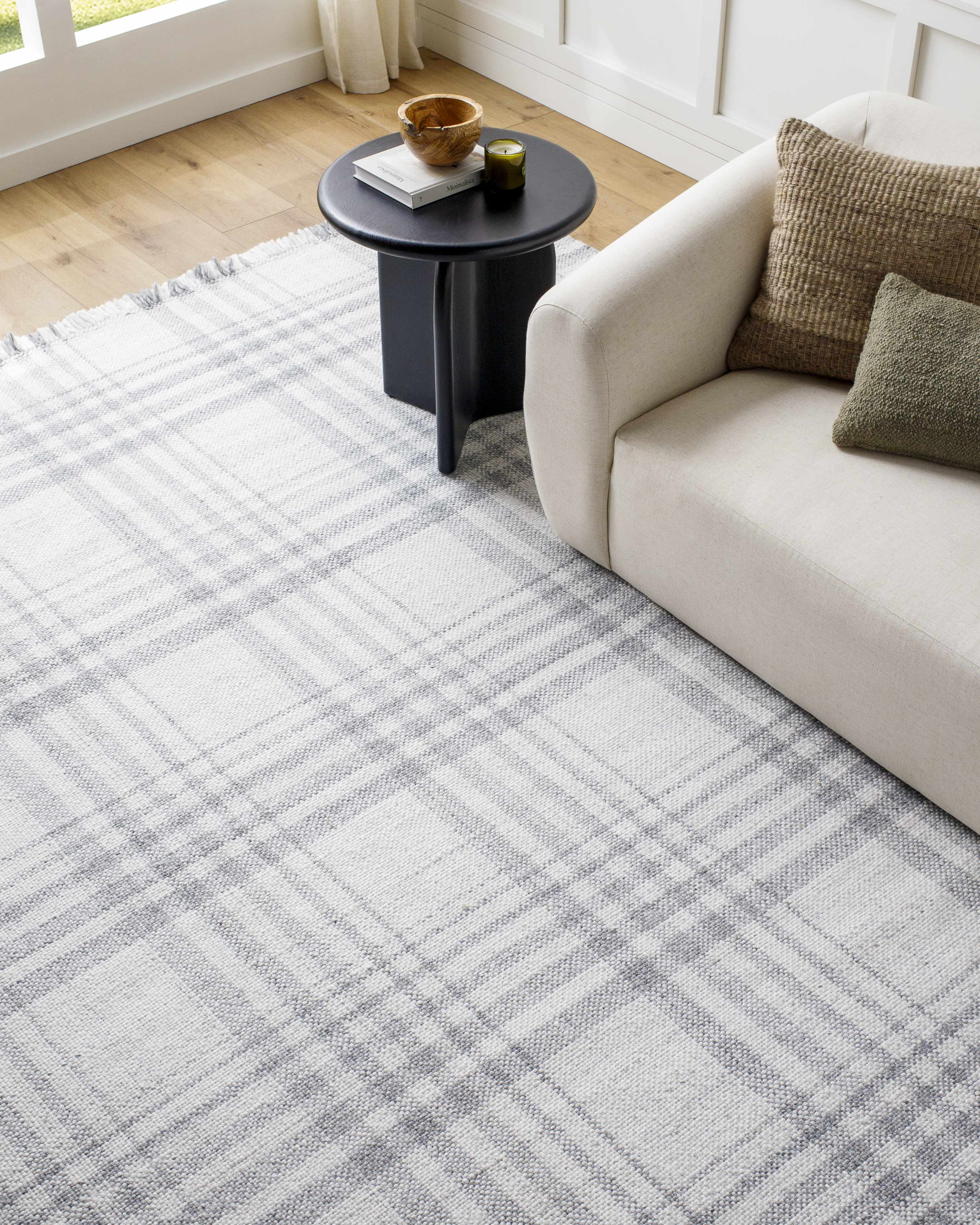 Inara Gray Plaid Area Rug - Clearance