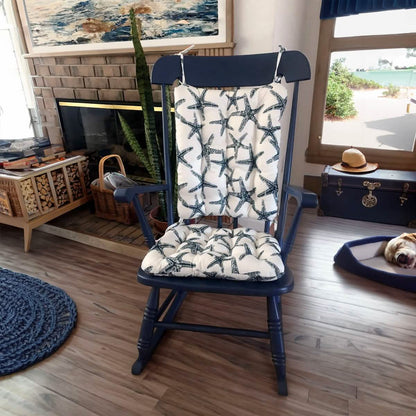Sea Shore Starfish Navy Blue Porch Rocker Cushions - Fade Resistant