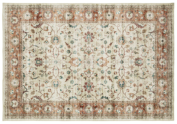 Sumter Machine Washable Rug- Ivory & Rust