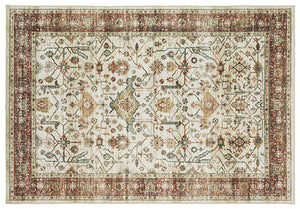 Sumter Machine Washable Rug- Ivory & Rust Red