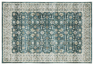 Sumter Machine Washable Rug- Teal & Ivory