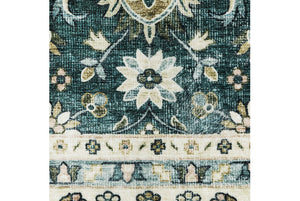 Sumter Machine Washable Rug- Teal & Ivory