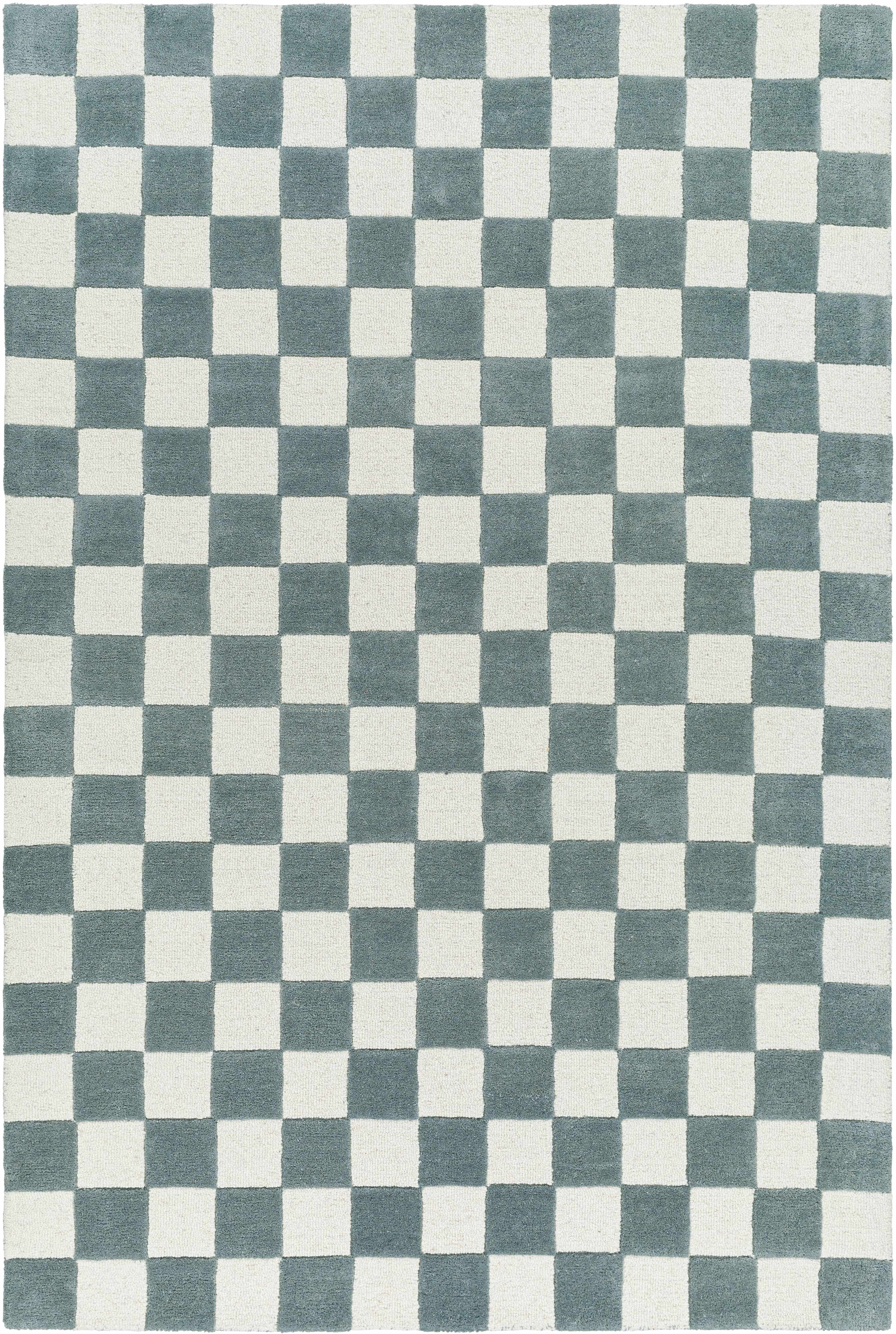 Timin Blue Gray Checkered Area Rug - Clearance
