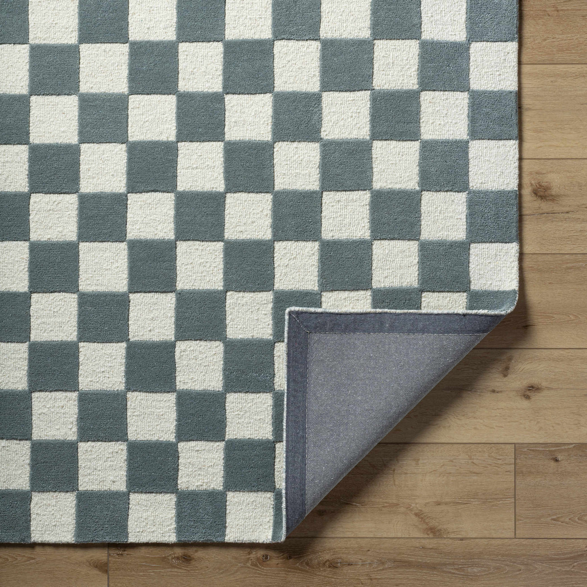 Timin Blue Gray Checkered Area Rug - Clearance