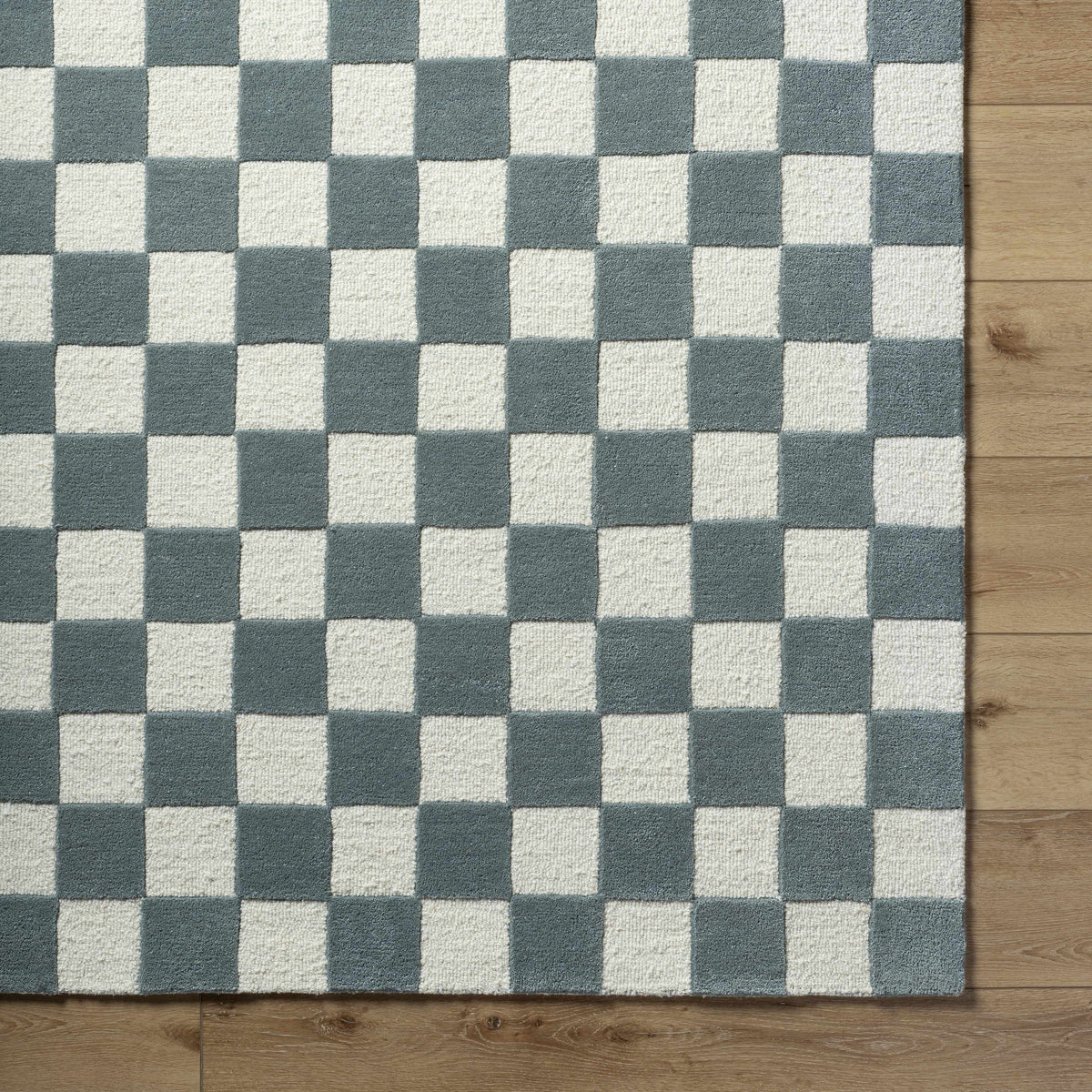 Timin Blue Gray Checkered Area Rug - Clearance