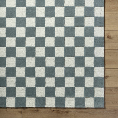 Timin Blue Gray Checkered Area Rug - Clearance