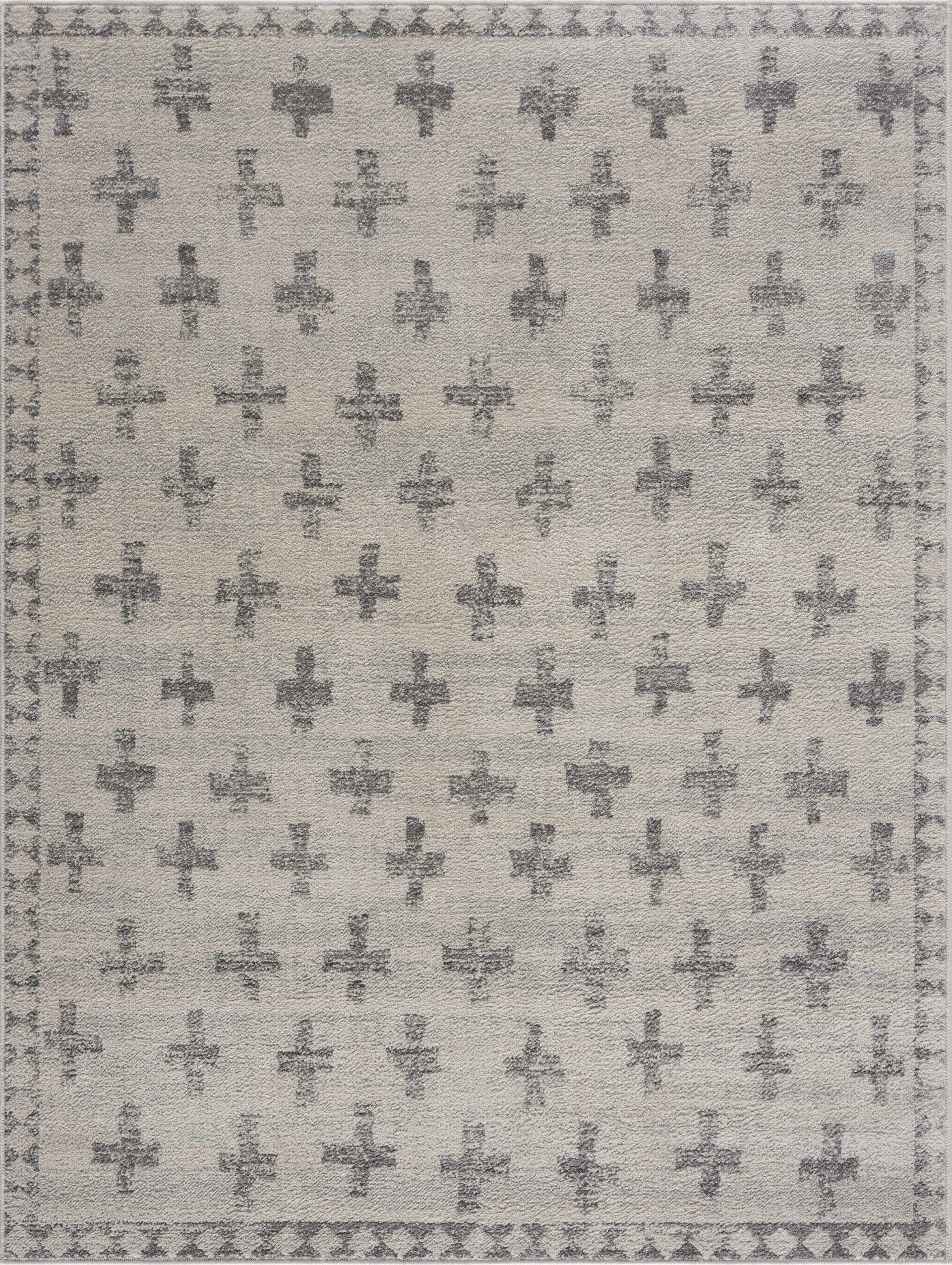 Tigris Swiss Cross Ivory&amp;Gray Area Rug