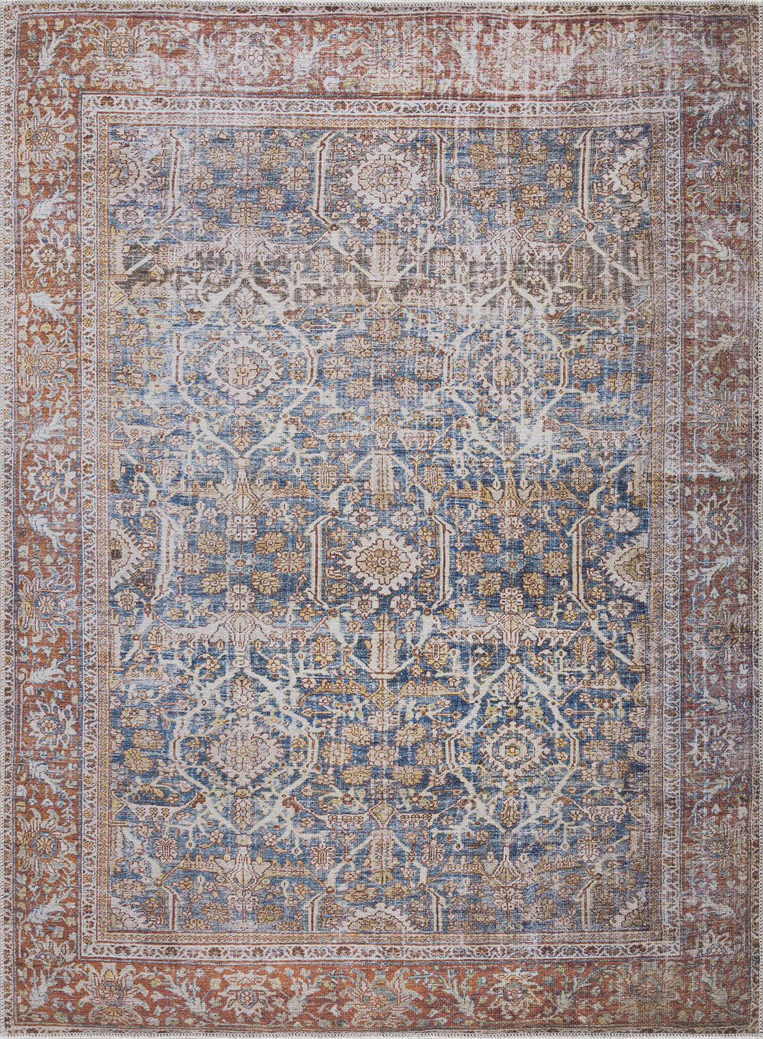Rust Mair Traditional Washable Area Rug - Clearance