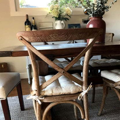 Ticking Stripe Natural Dining Chair Pad - Made in USA - 100% Cotton - Machine Washable