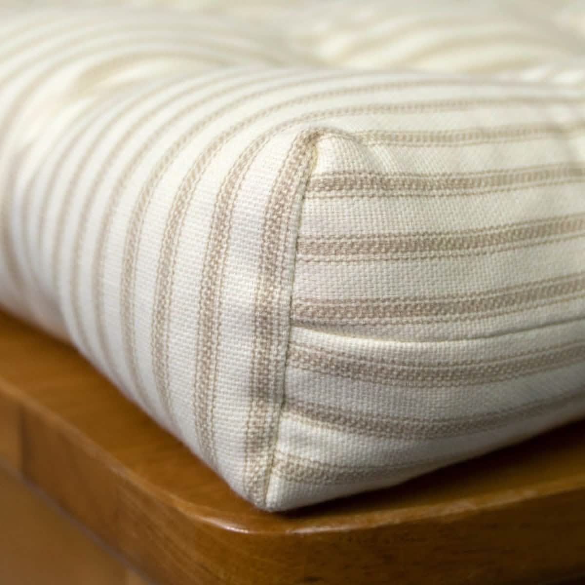 Ticking Stripe Natural Dining Chair Pad - Made in USA - 100% Cotton - Machine Washable