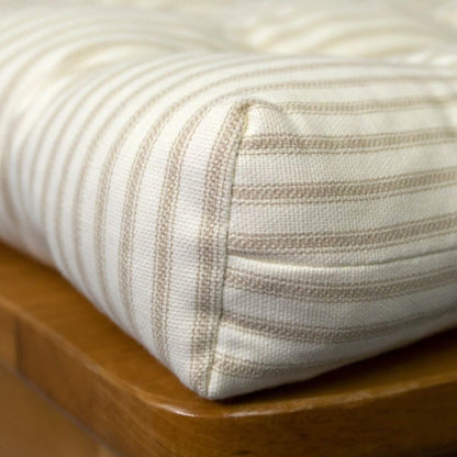 Ticking Stripe Natural Dining Chair Pad - Made in USA - 100% Cotton - Machine Washable