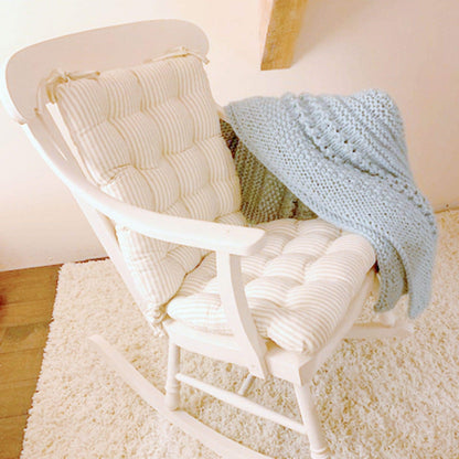 Ticking Stripe Natural Rocking Chair Cushions - Made in USA - 100% Cotton