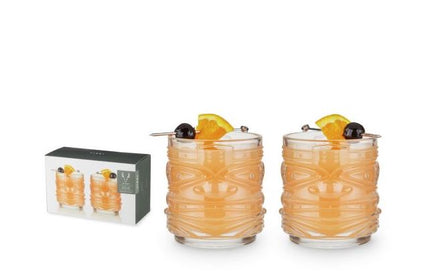 Pacific Crystal Tiki Lowball Tumblers