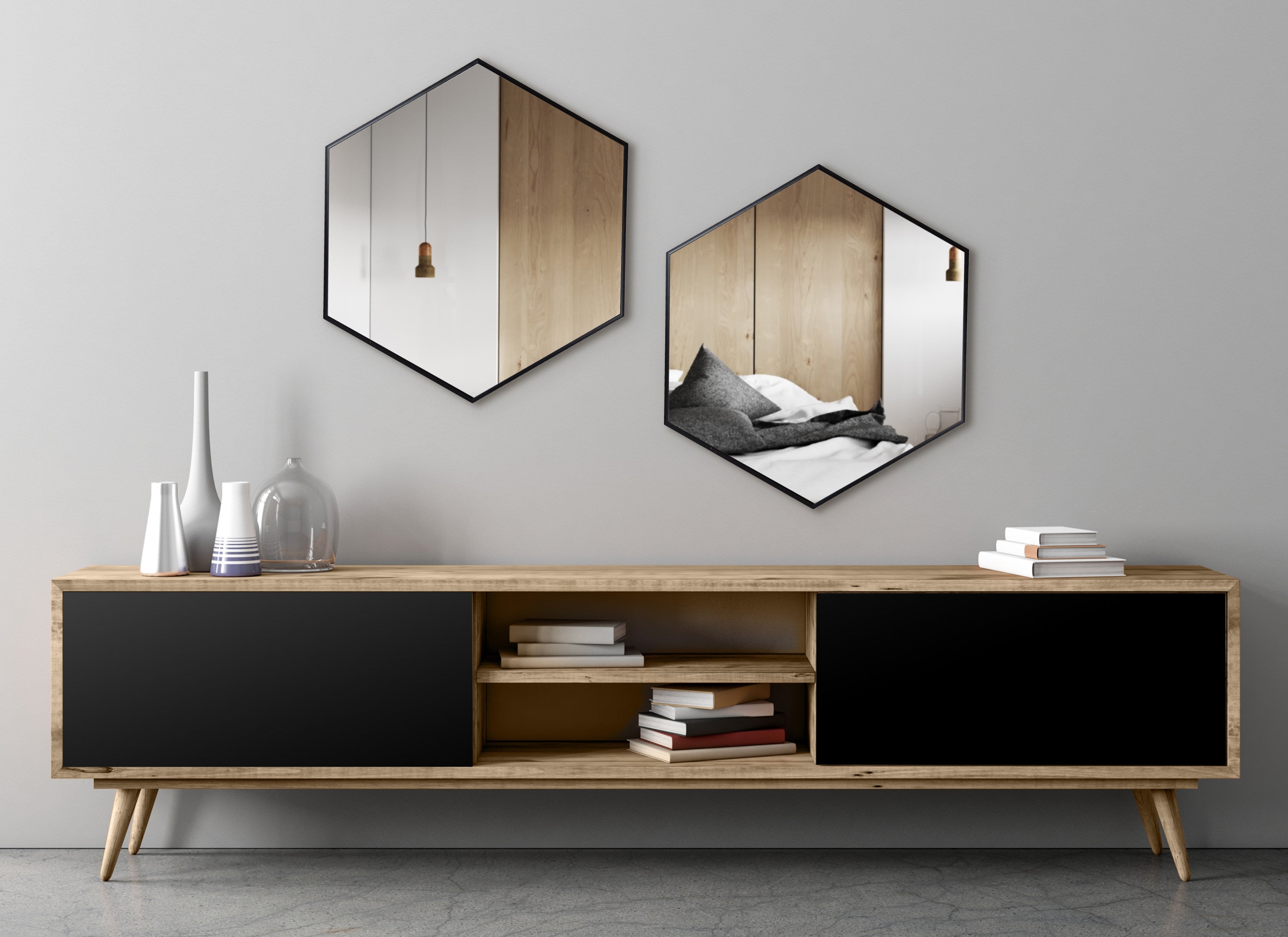 Rhodes Framed Hexagon Wall Mirror