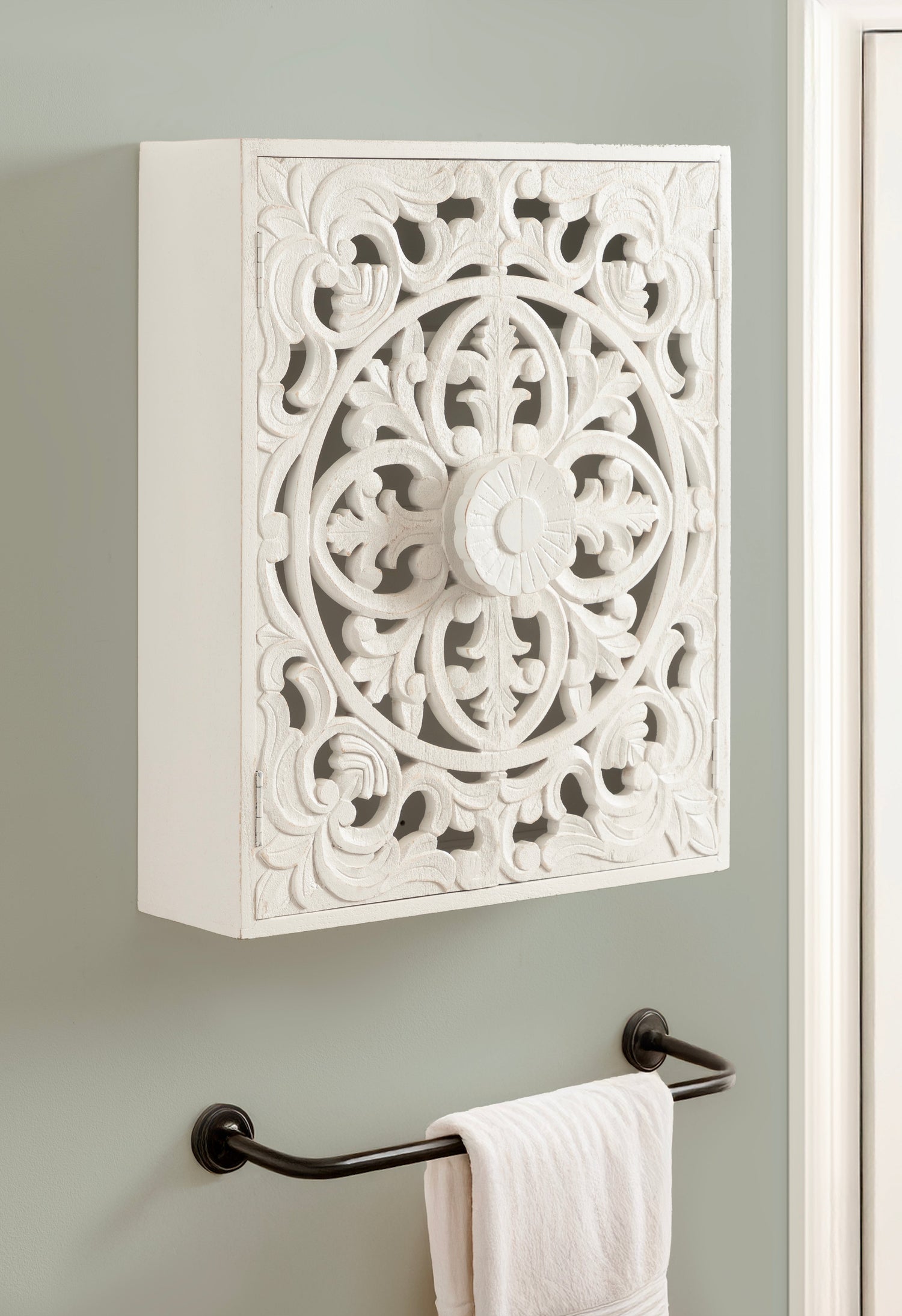 Saanvi Carved Wood Wall Cabinet