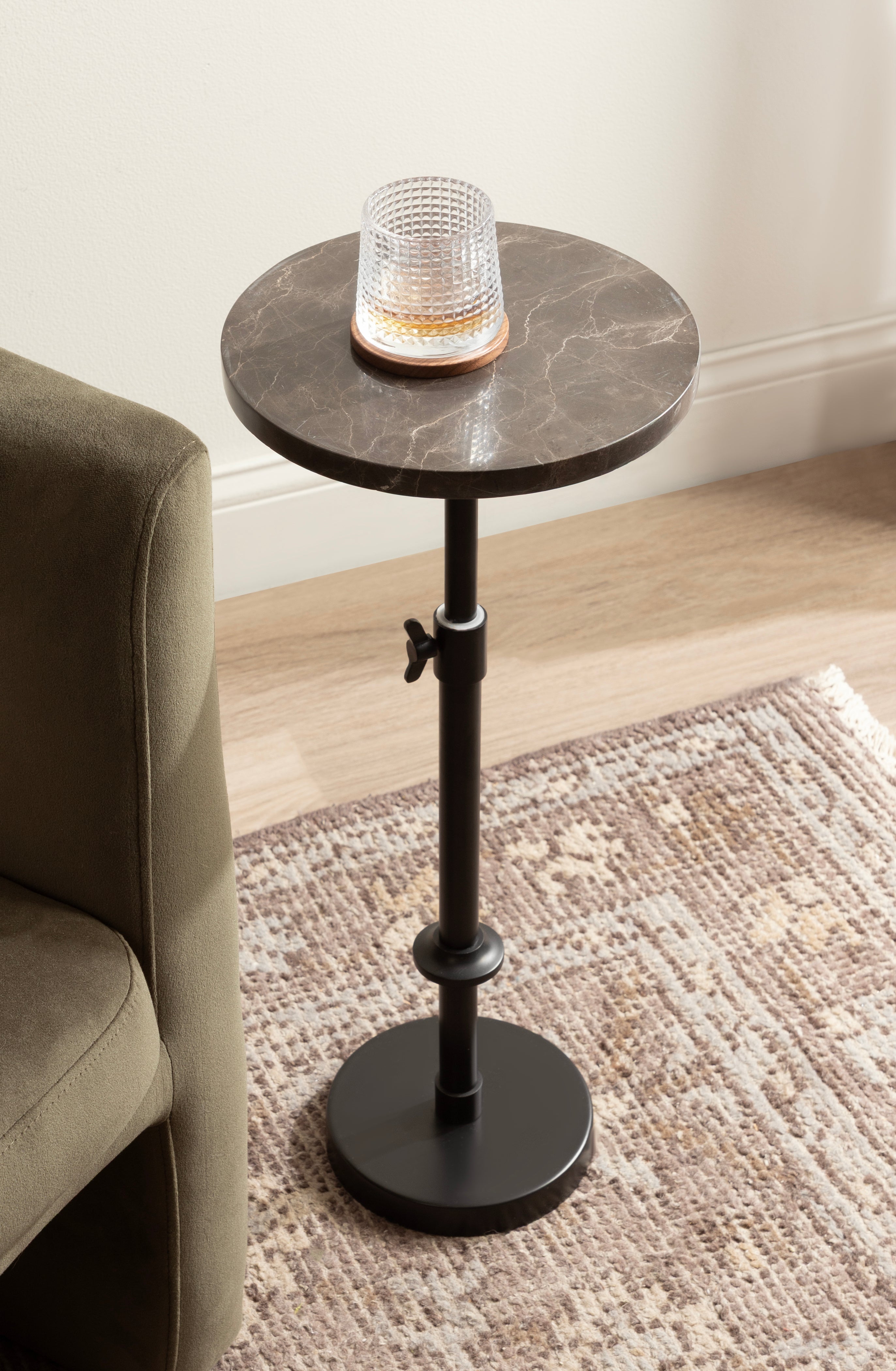 Engles Adjustable Marble Table and Plant Stand