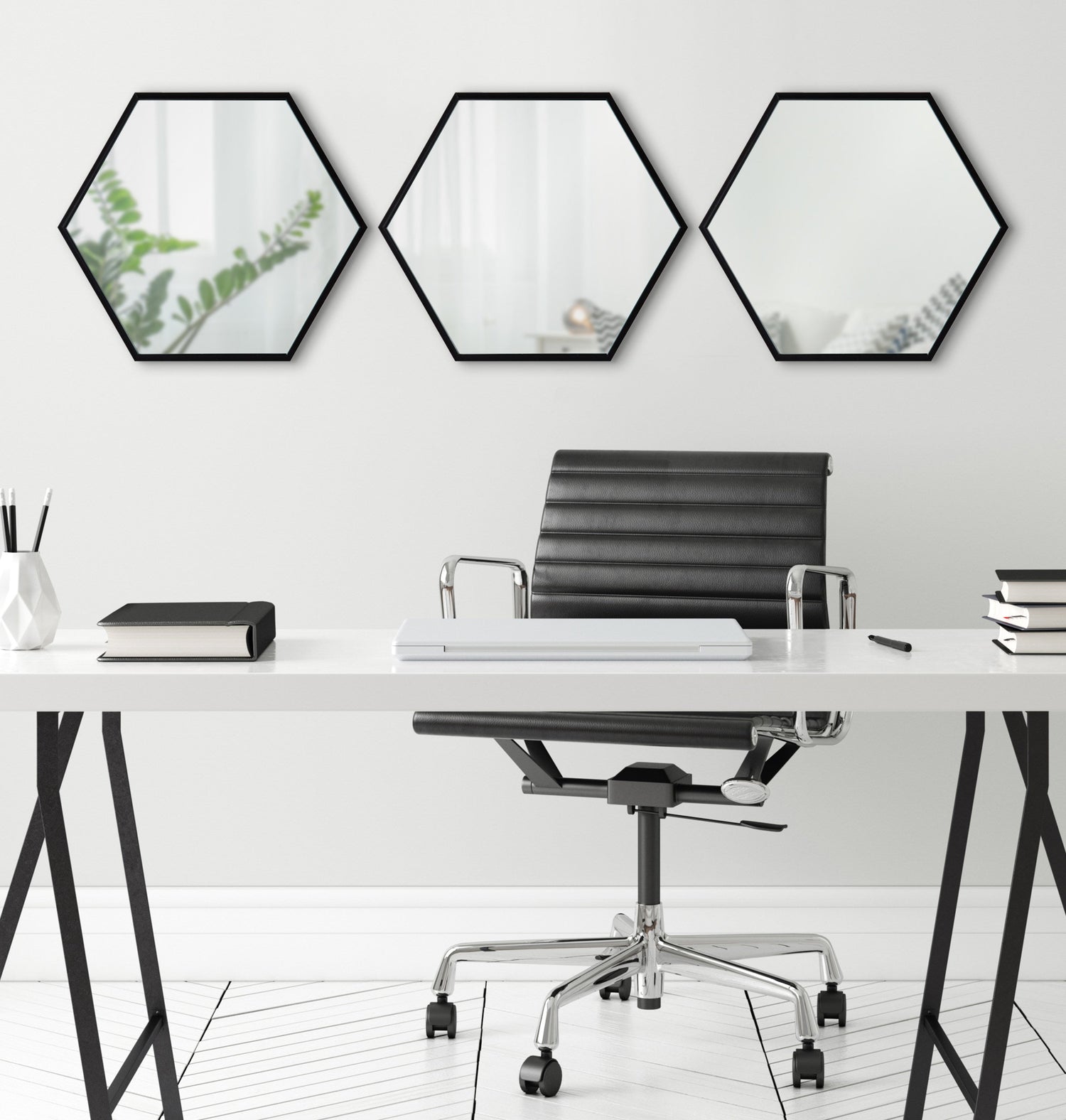 Rhodes Framed Hexagon Wall Mirror Set