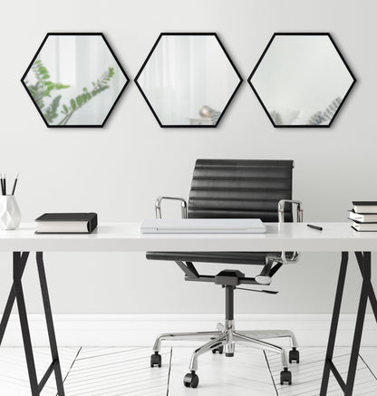 Rhodes Framed Hexagon Wall Mirror Set