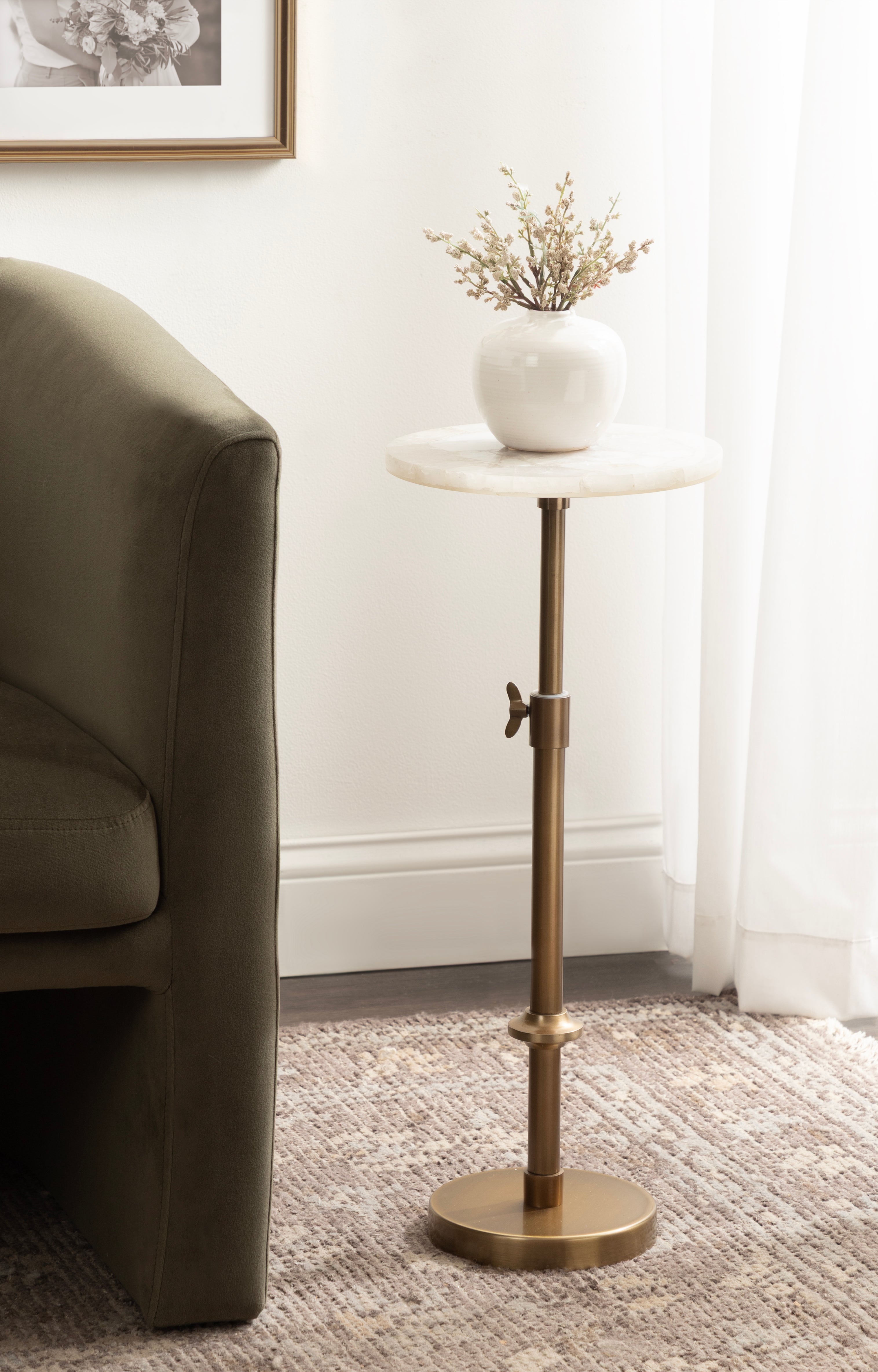 Engles Adjustable Marble Table and Plant Stand