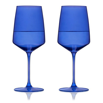 Reserve Nouveau Crystal Wine Glasses in Cobalt - Set of 2