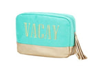 Gold Vacay Mint Cabana Cosmetic Bag