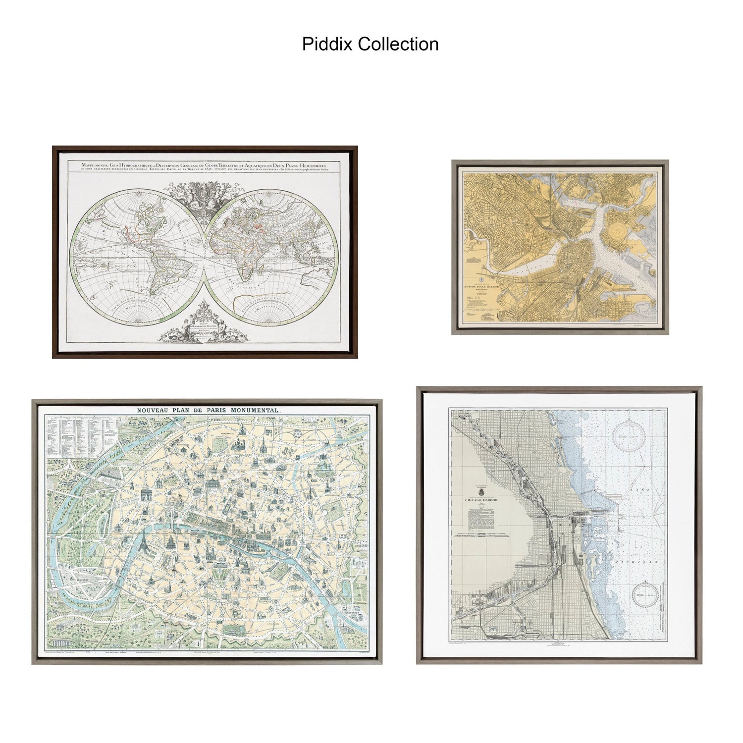 Sylvie Nouveau Plan De Paris Monumental Map Framed Canvas by Corinna Buchholz of Piddix