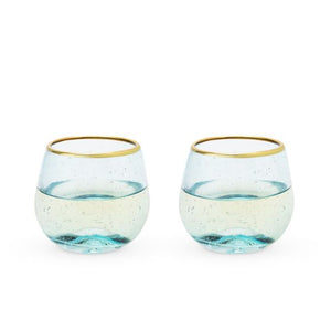 Aqua Bubble Stemless Wine Glass Set