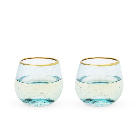 Aqua Bubble Stemless Wine Glass Set