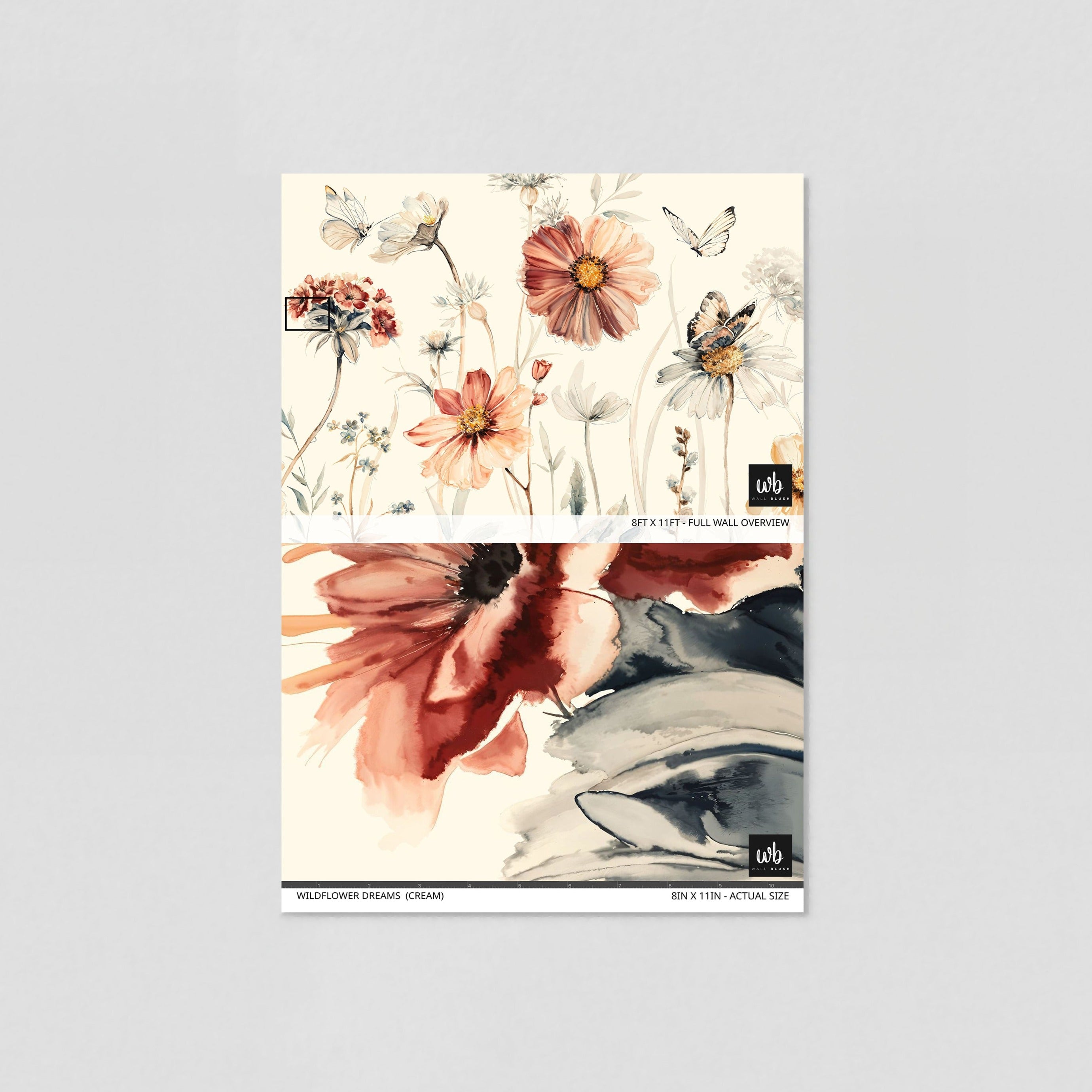 Wildflower Dreams Wallpaper (Cream) - 18 FT H X 17.4 FT W LUXE