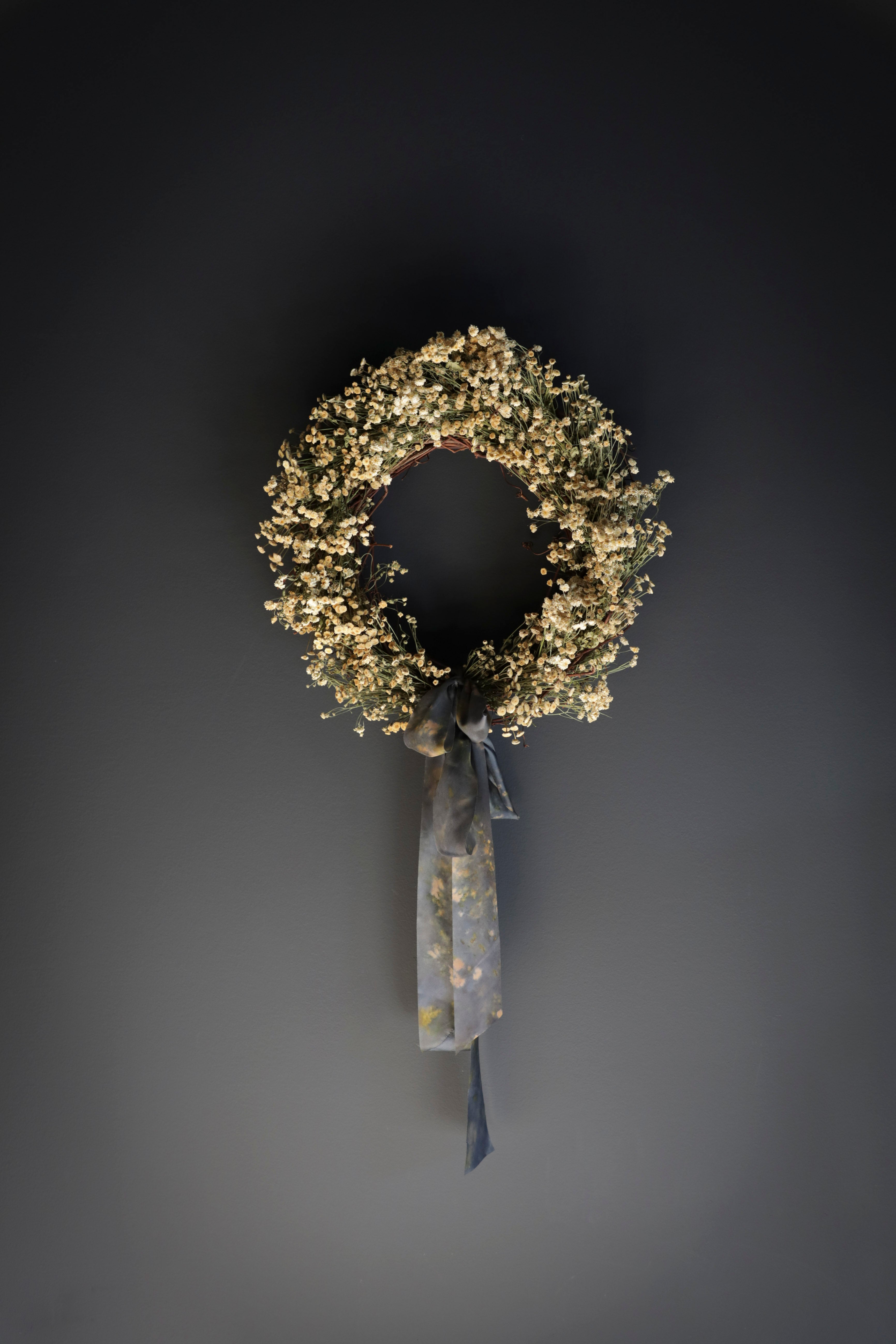 Midnight Botanical Print Silk ribbon