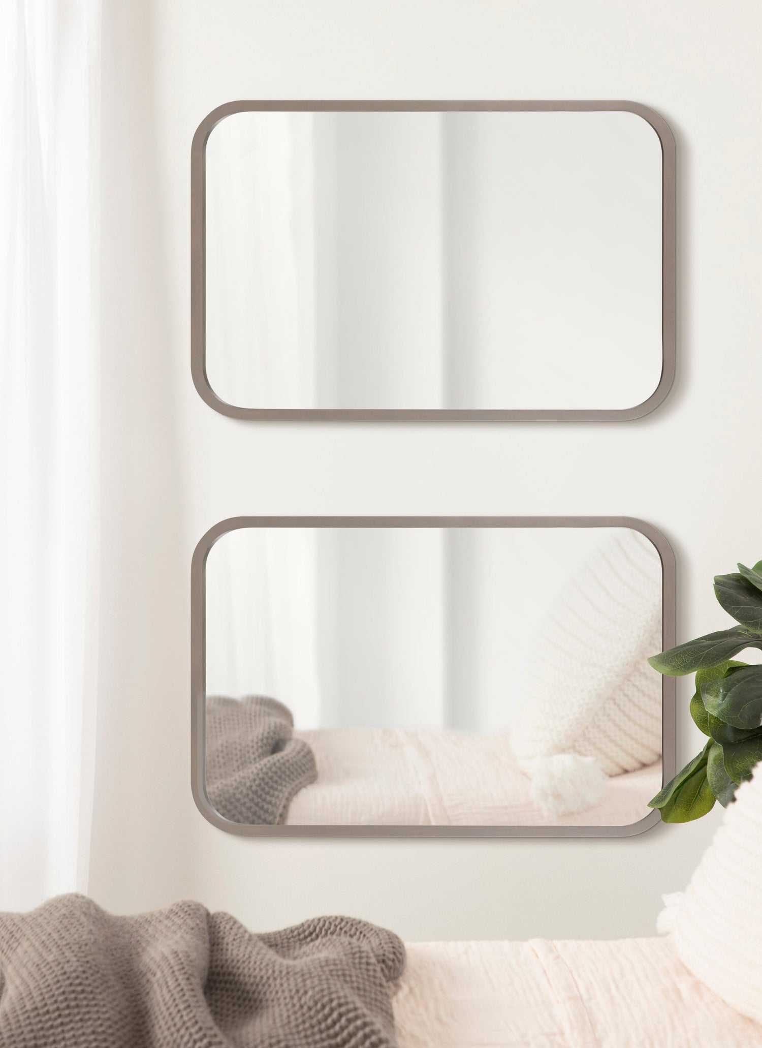 Hutton Wood Framed Radius Rectangle Mirror