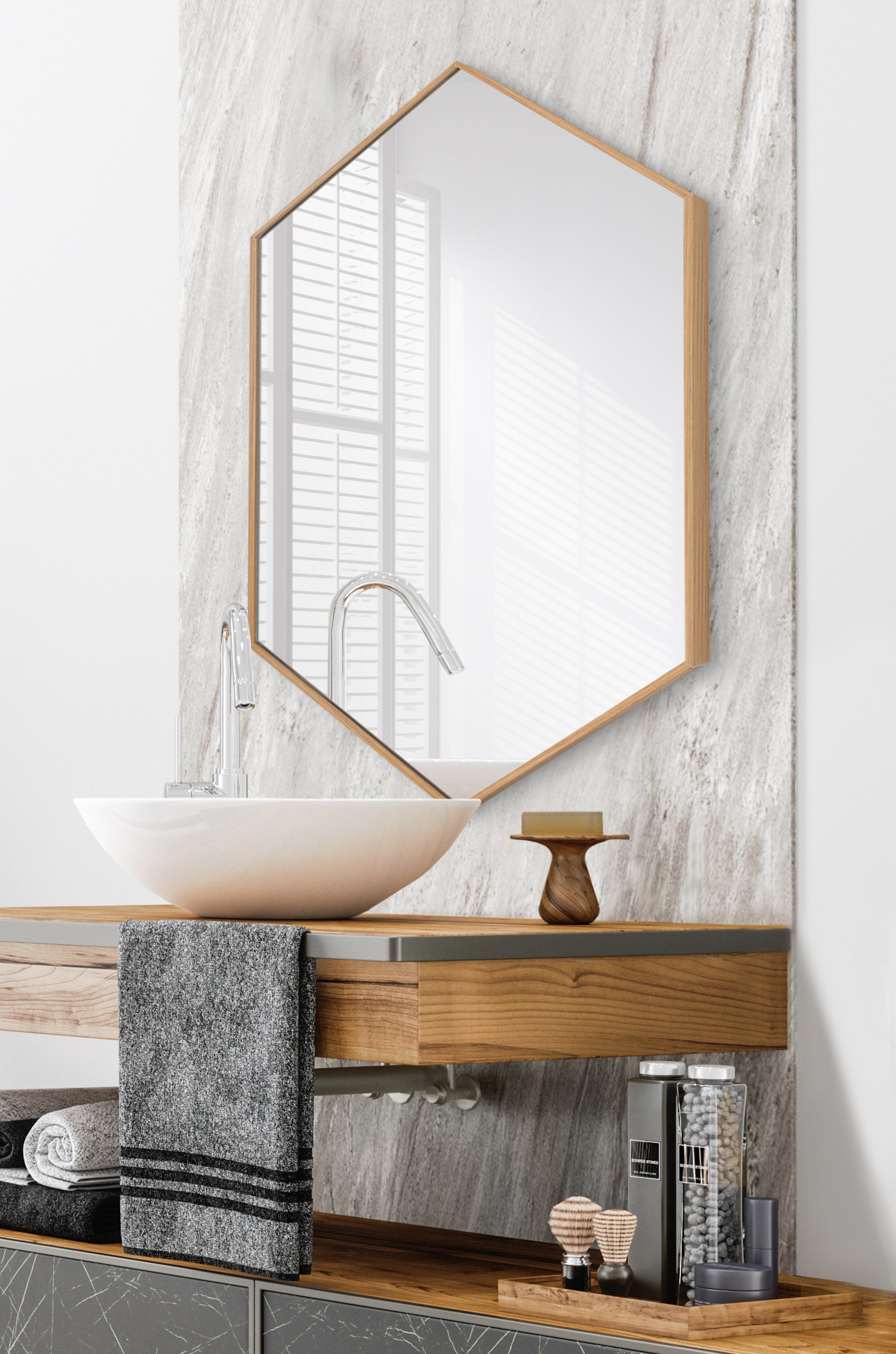 Rhodes Framed Hexagon Wall Mirror