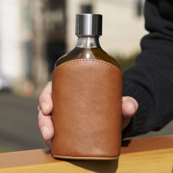 Parker Leather-Wrapped Glass Flask