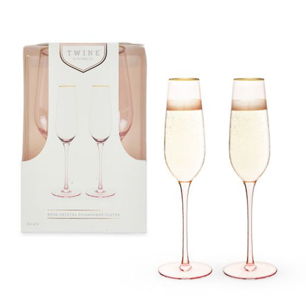 Rose Crystal Champagne Flute Set