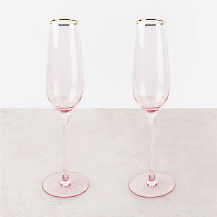 Rose Crystal Champagne Flute Set