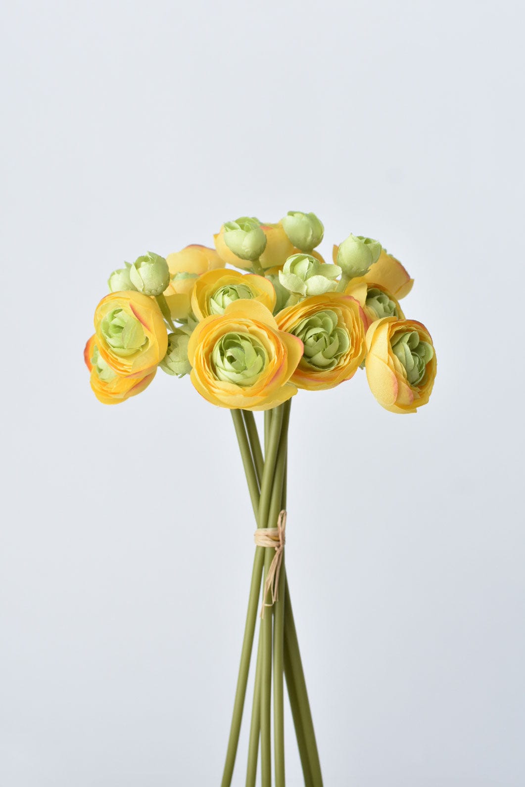 10" Faux Yellow/Green Ranunculus Stem Bundle