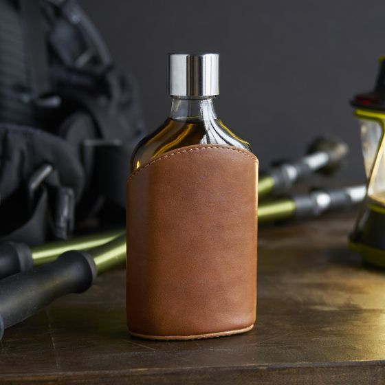 Parker Leather-Wrapped Glass Flask