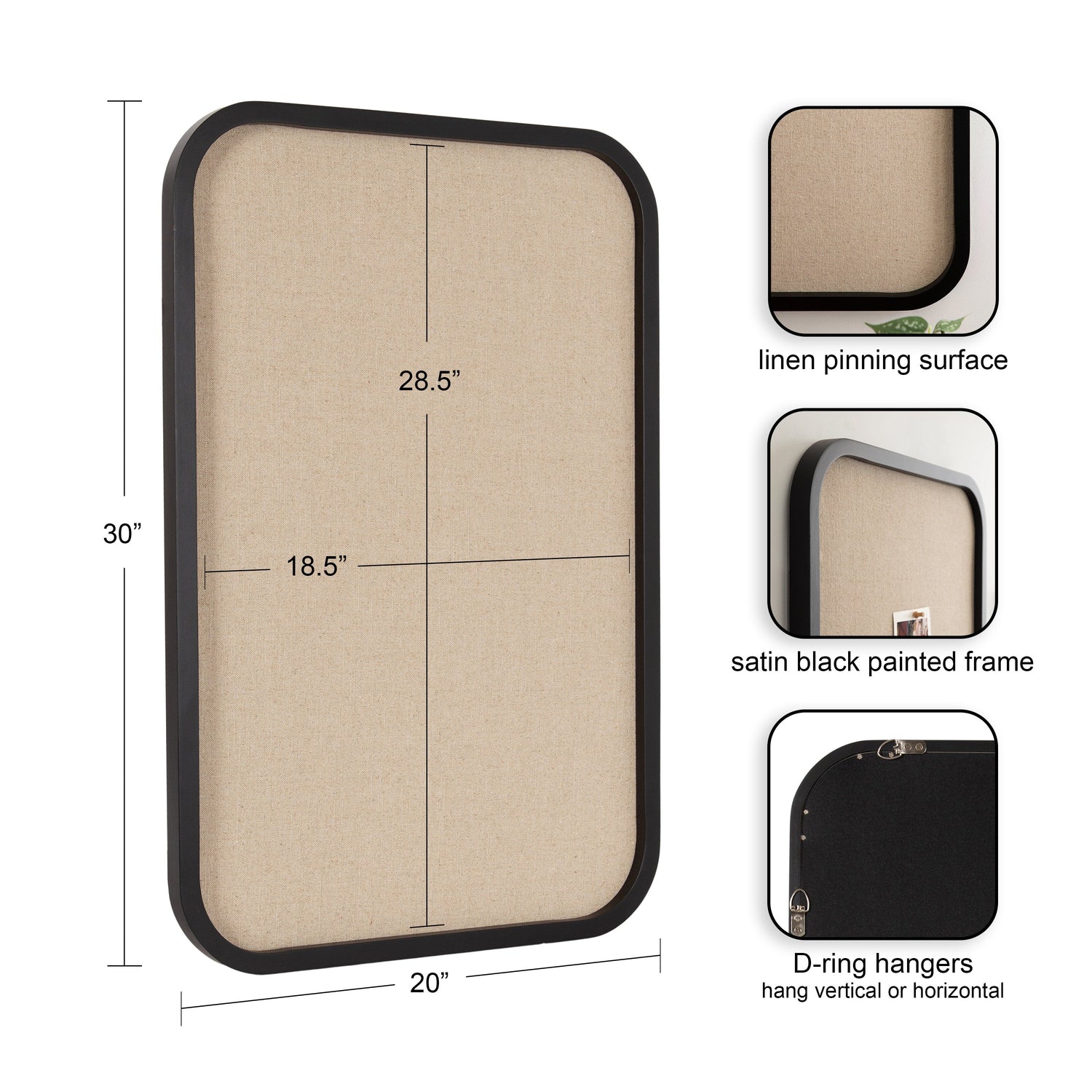Hutton Wood Framed Fabric Pinboard