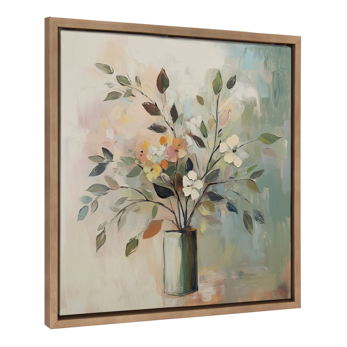 Sylvie Traditional Boho Floral Botanical I Framed Canvas by The Creative Bunch Studio