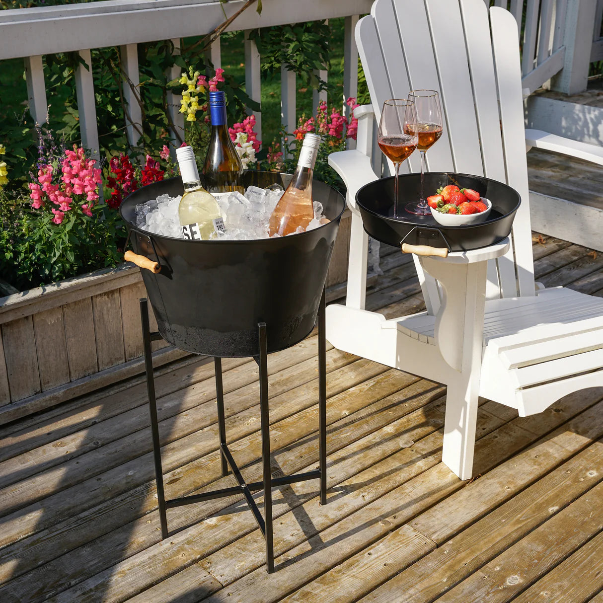 Beverage Tub with Stand &amp; Tray in Black