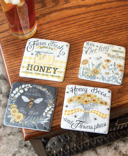 Farm Fresh Honey Resin Coasters, 4/Set