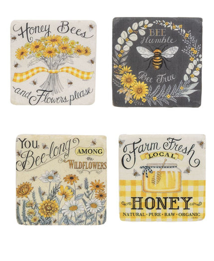 Farm Fresh Honey Resin Coasters, 4/Set