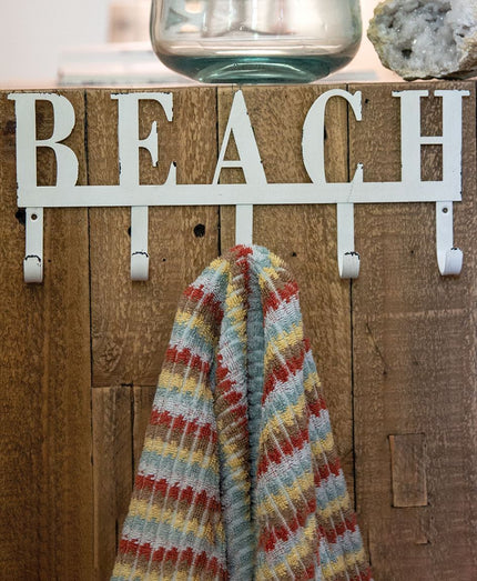 Beach Metal Wall Hook Sign