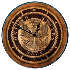 Wine Barrel Clock- Navy