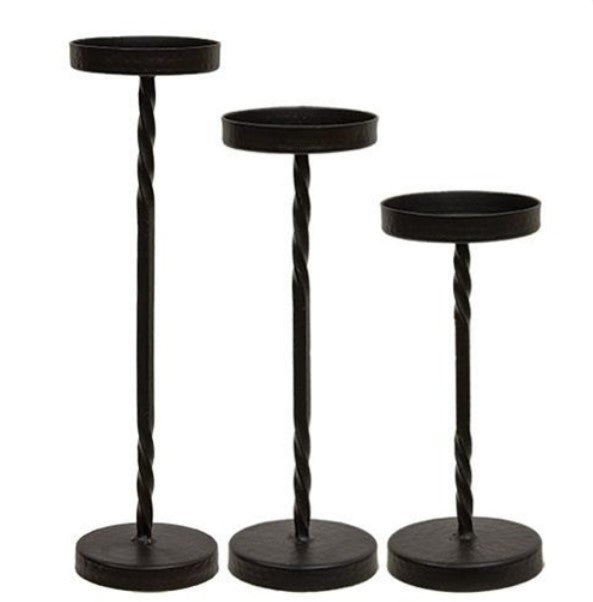 3/Set, Wrought Iron Twisted Pillar Holders