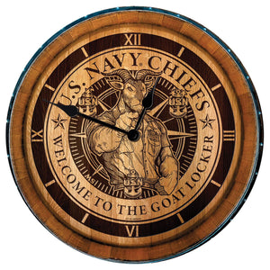 Wine Barrel Clock- USN Chiefs