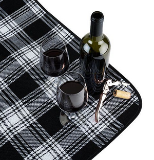 Dine™ Picnic Blanket in Black Plaid